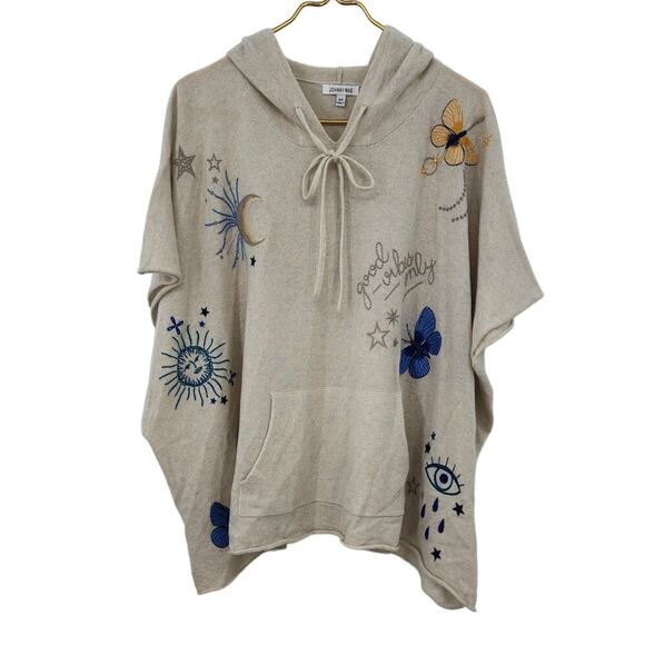 EUC Johnny Was Cashmere Good Vibes Embroidered Hooded Poncho One Size - Picture 4 of 10